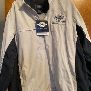 Charles River Apparel Men's Black and Cream Windbreaker